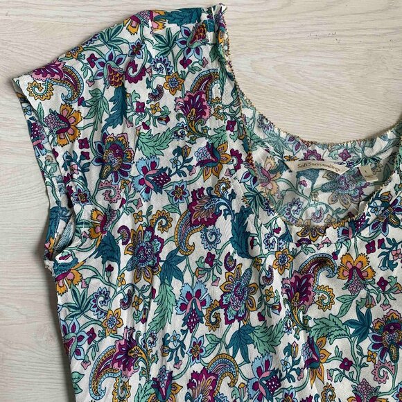 NWT Soft Surroundings Kara Floral Maxi Dress Size L Beach Resort Tiered Flared - Picture 7 of 8